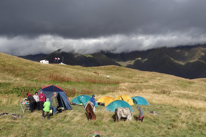 7-day hiking expedition to Tusheti through the Atsunta pass - Day-one start: Tbilisi pickup, Bear Cross Pass picnic, and Shatili’s stone streets