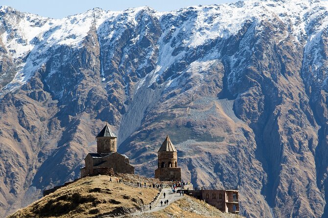 From Tbilisi: Kazbegi Day Tour, Gergeti Trinity, Ananuri &Gudauri - Stop 4, Russian-Georgian Friendship Monument: Soviet symbolism on a mountain highway