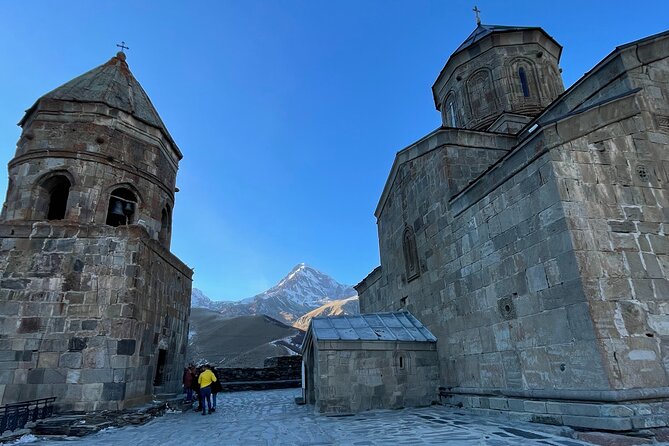 Kazbegi & Gudauri group tour from Tbilisi - Stop 3: Gergeti Trinity Church at 2,130 m, and what happens on icy roads